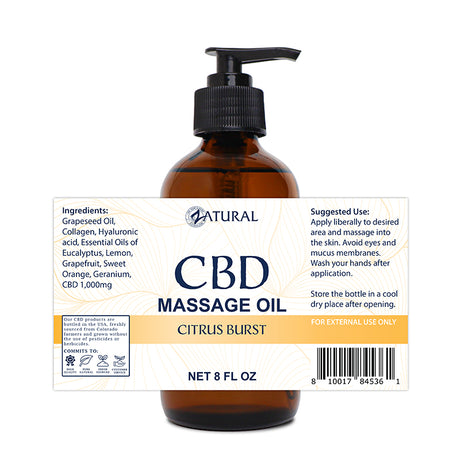 Zatural CBD Massage Oil Label
