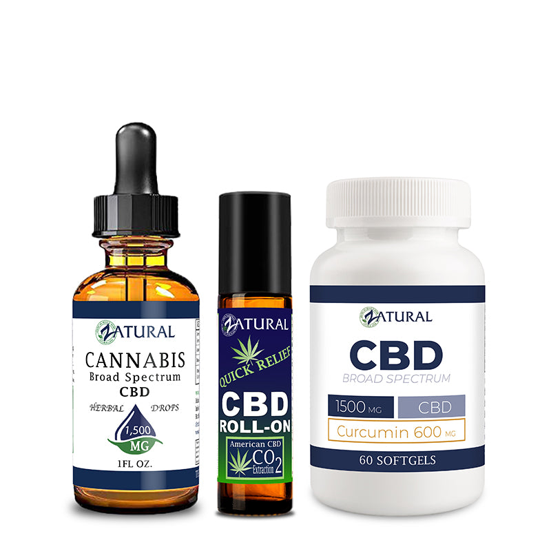 Broad Spectrum CBD Oil 1500mg, Quick Relief, and CBD Softgels 600mg