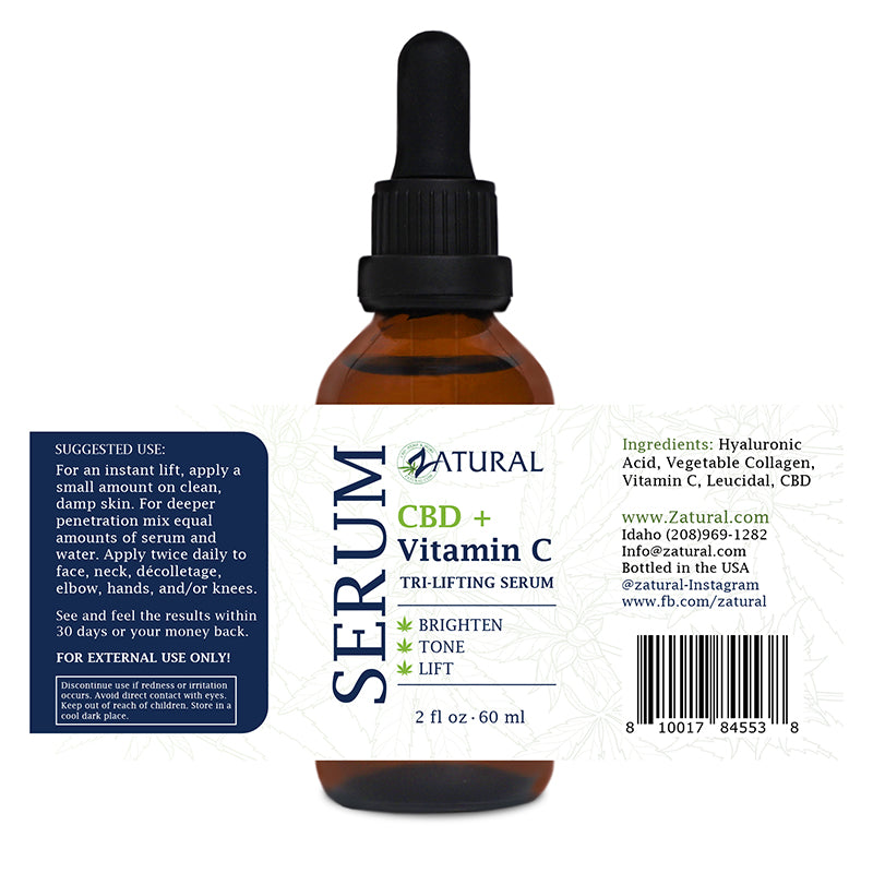 Zatural CBD Vitamin C Serum label