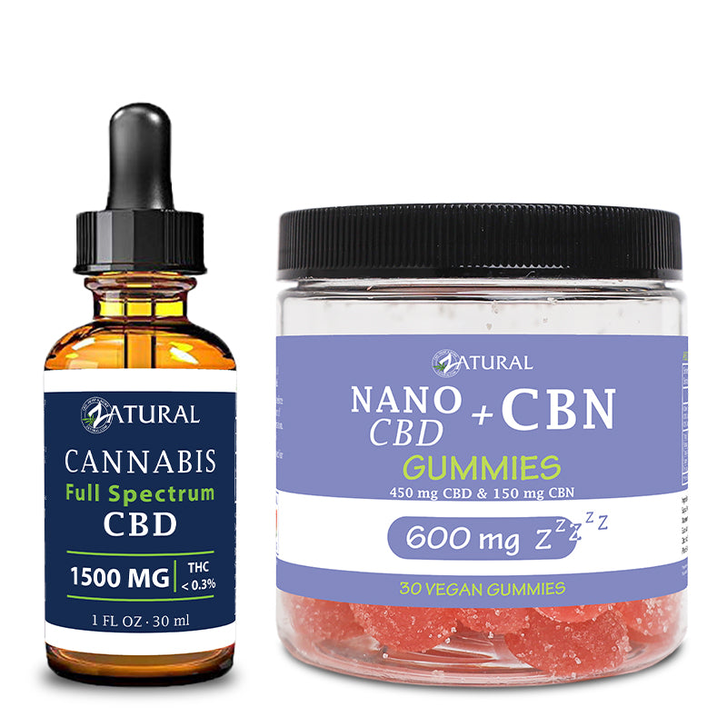 Day and Night Bundle Full Spectrum CBD Oil 1500mg and CBN Gummies 600mg