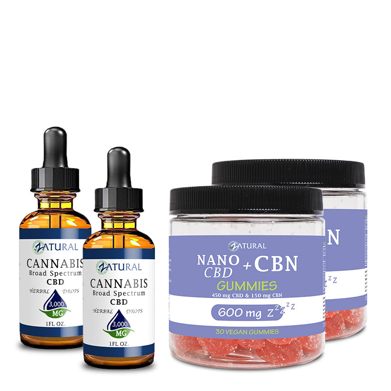 Day and Night Bundle Two Pack Broad Spectrum CBD Oil 3000mg and CBN Gummies 600mg