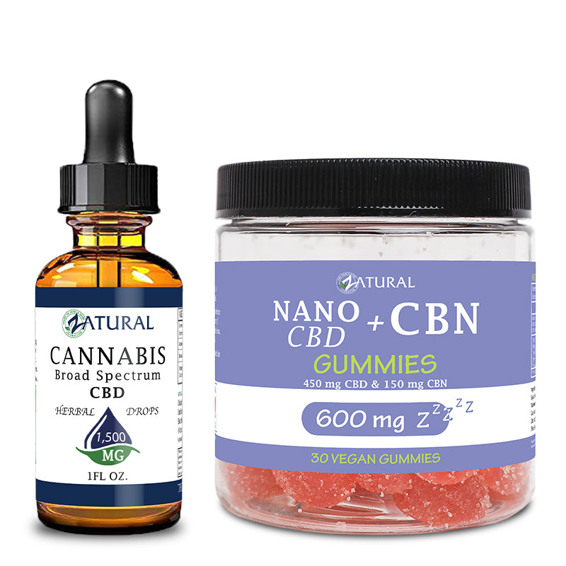 Day and Night Bundle Broad Spectrum CBD Oil 1500mg and CBN Gummies 600mg
