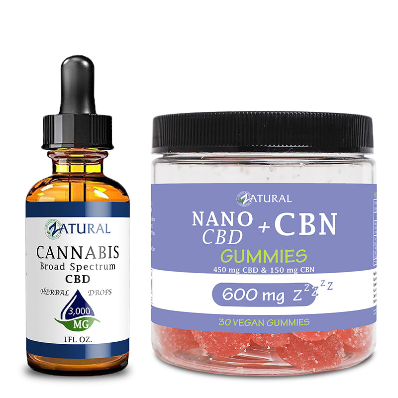 Day and Night Bundle Broad Spectrum CBD Oil 3000mg and CBN Gummies 600mg