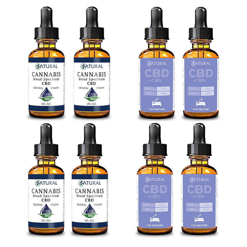Day and Night Bundle Four Pack Broad Spectrum CBD Oil 1500mg and CBN Oil
