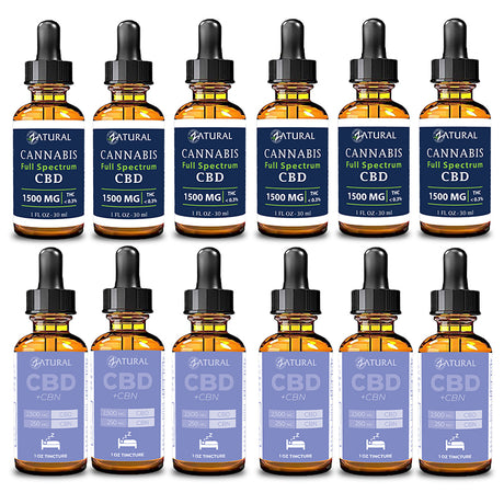 Day and Night Bundle Six Pack Full Spectrum CBD Oil 1500mg and CBN Oil