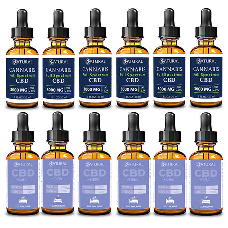 Day and Night Bundle Six Pack Full Spectrum CBD Oil 3000mg and CBN Oil