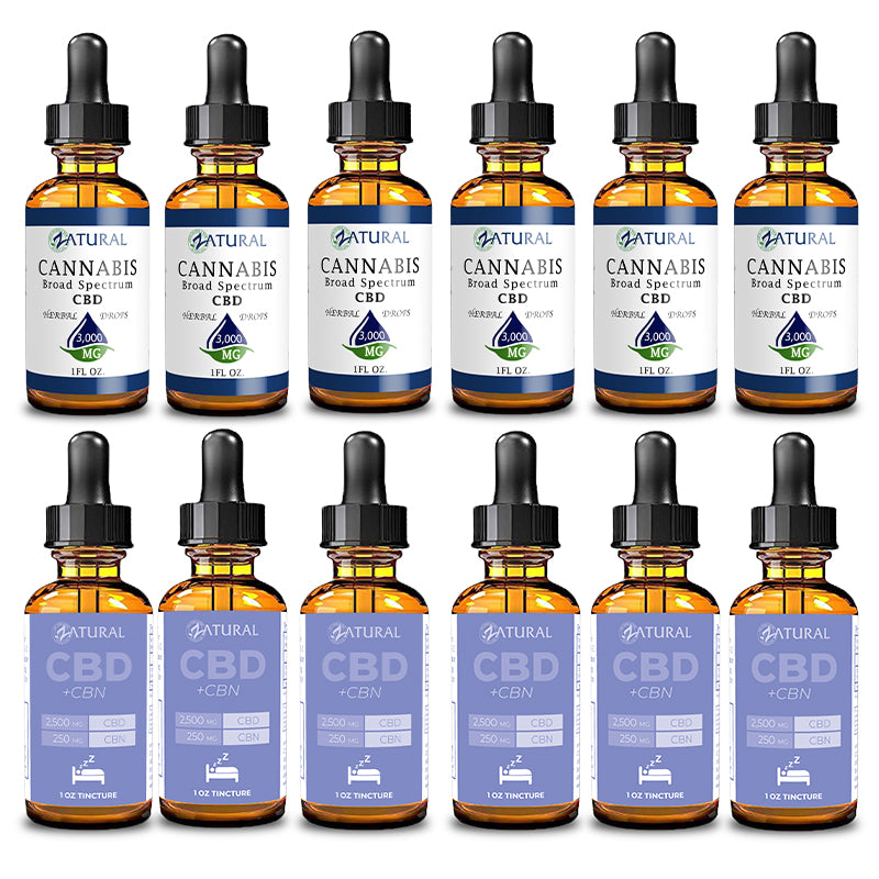 Day and Night Bundle Six Pack Broad Spectrum CBD Oil 3000mg and CBN Oil