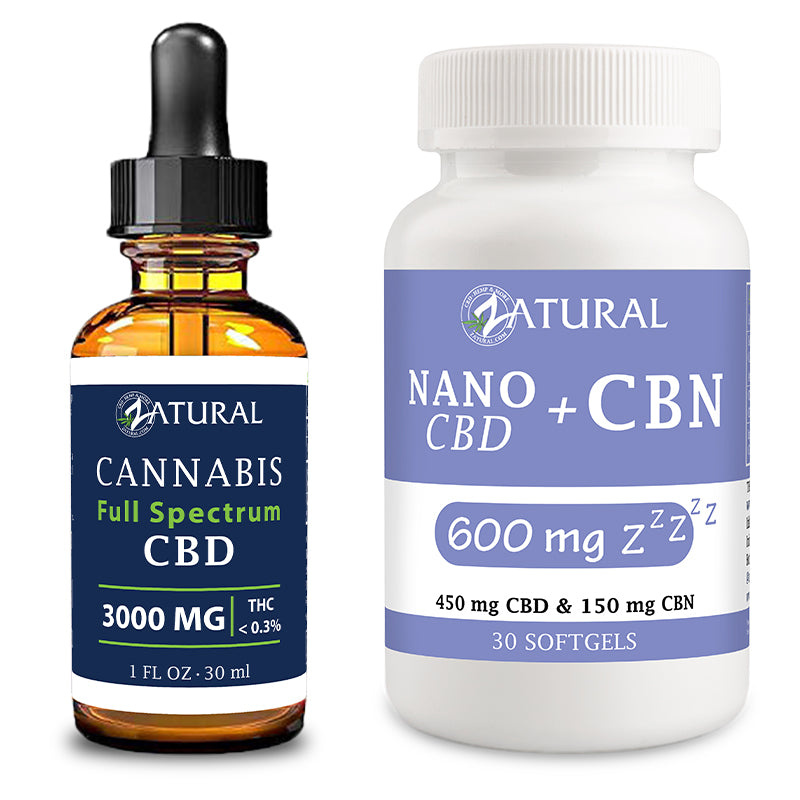 Day and Night Bundle Full Spectrum CBD Oil 3000mg and CBN Softgels 600mg