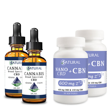 Day and Night Bundle Broad Spectrum CBD Oil 1500mg and CBN Softgels 600mg