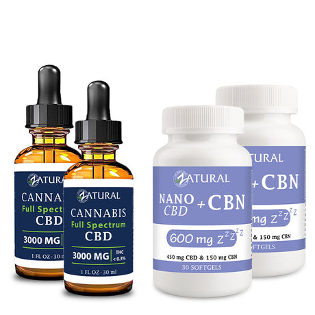 Day and Night Bundle Full Spectrum CBD Oil 3000mg and CBN Softgels 600mg