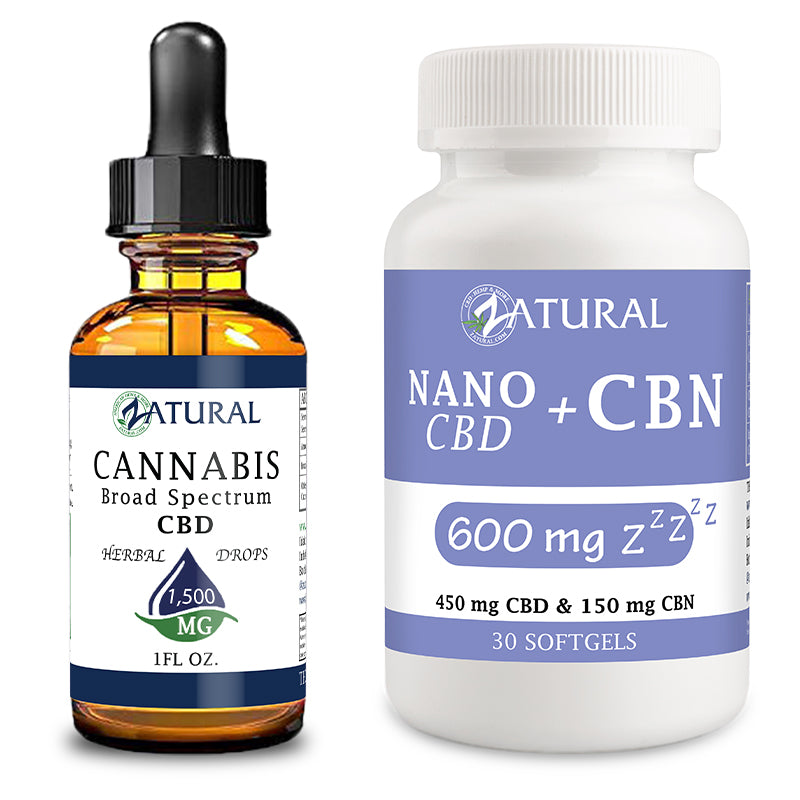 Day and Night Bundle Broad Spectrum CBD Oil 1500mg and CBN Softgels 600mg