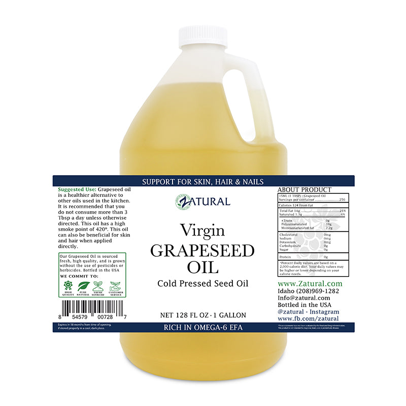 Virgin Grapeseed Oil Organically Grown ColdPressed Zatural