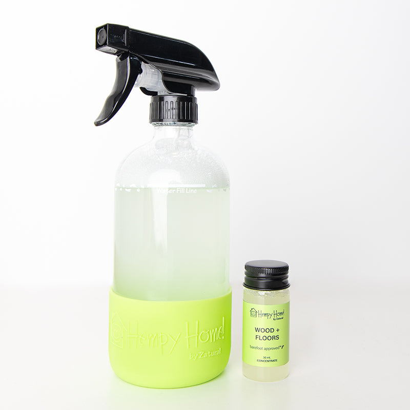 Hempy Home Wood and Floors concentrate cleaner and spray bottle