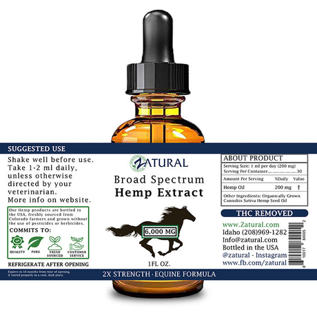Zatural Hemp Extract Equine 6000mg