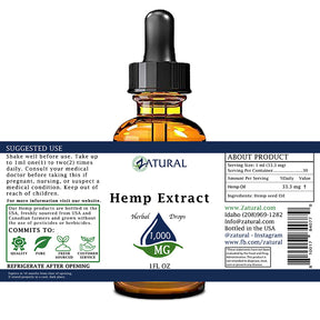 Hemp Extract Drops 1000mg label