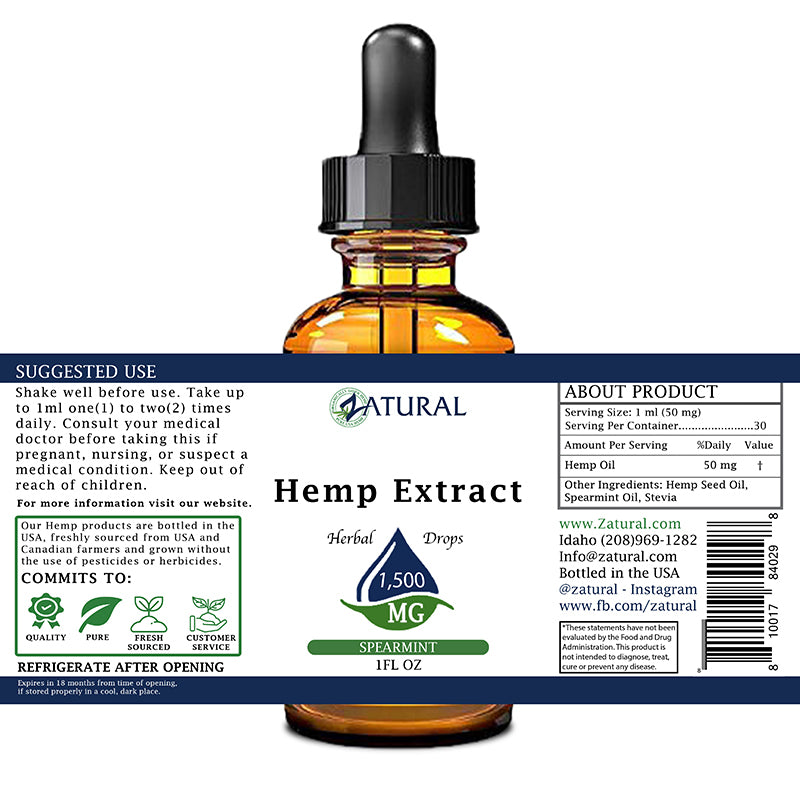 Spearmint Hemp Extract Drops 1,500mg