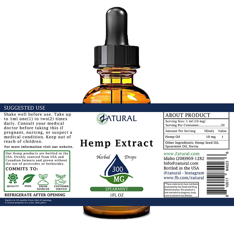 Spearmint Hemp Extract Drops 300mg