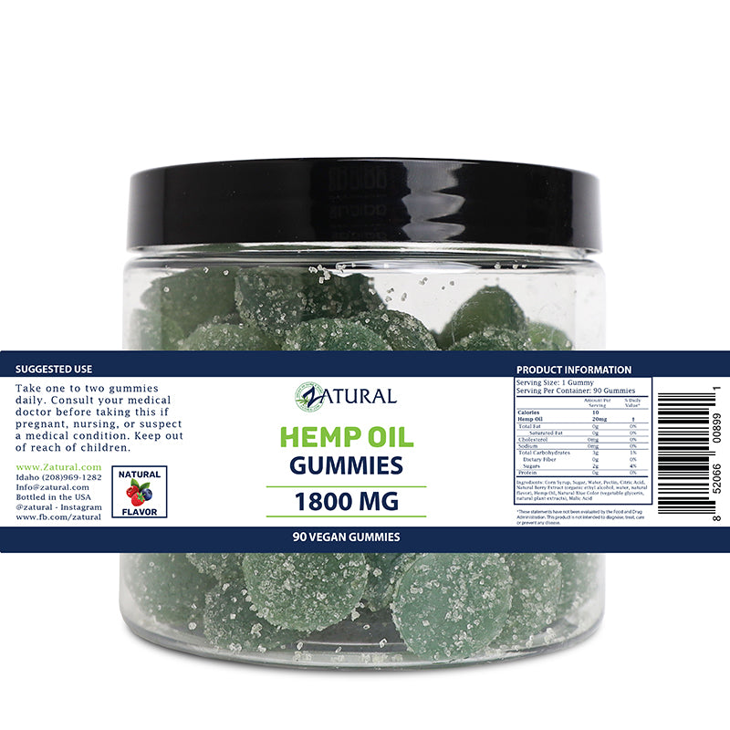 Hemp Gummies 90 count label