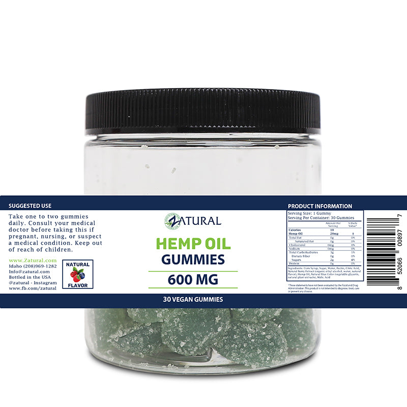 Hemp Gummies 30 count label