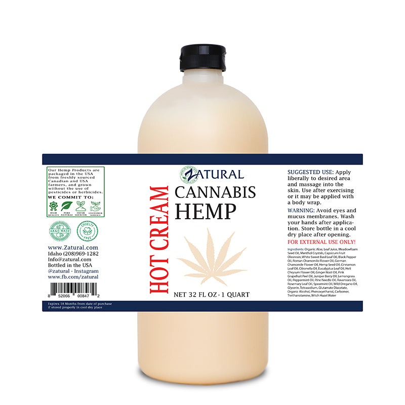 Hemp Hot Cream 32oz Label