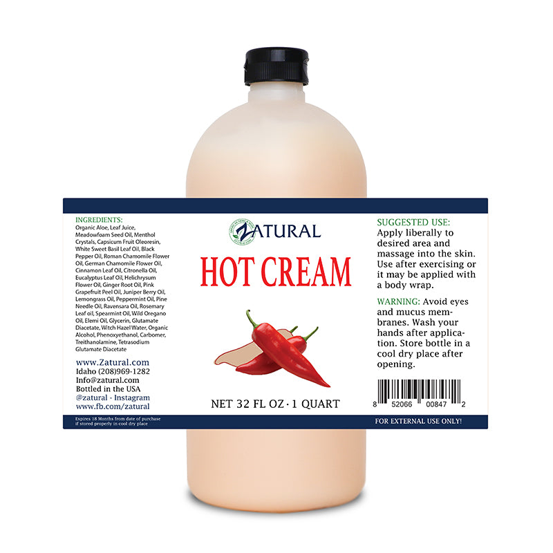 Zatural Hot Cream 32oz Label
