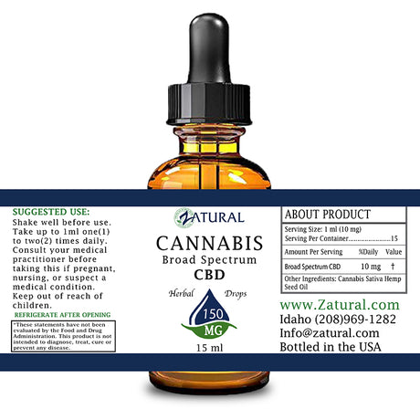 Broad Spectrum CBD Oil 150mg label