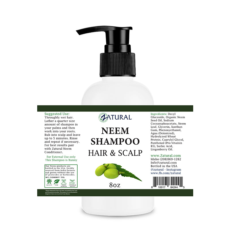 Neem Shampoo 8oz label