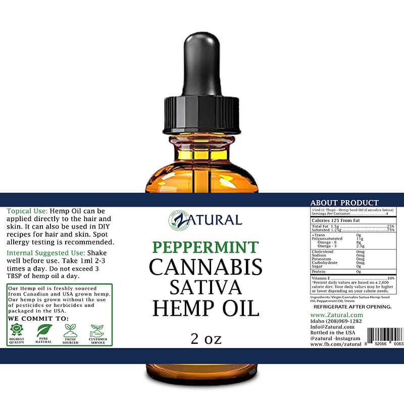 Zatural Peppermint Hemp Oil