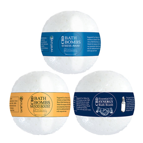 CBD Bath Bomb with stress away, mood boost, and synergy