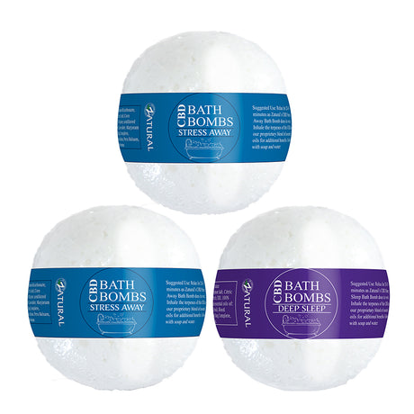 CBD Bath Bomb with stress away, stress away, and deep sleep
