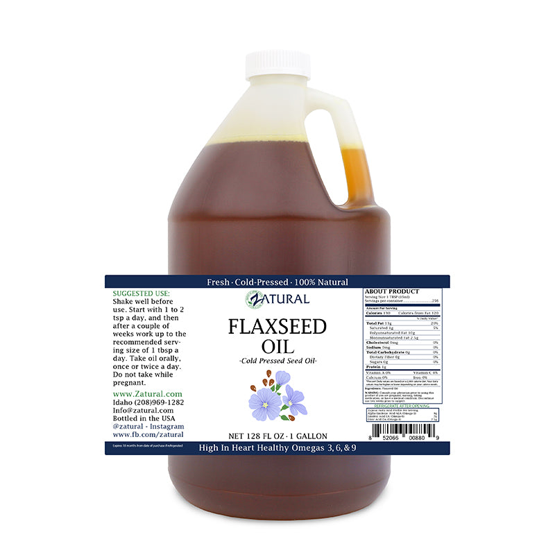 Zatural Flaxseed Oil 1 Gallon Label