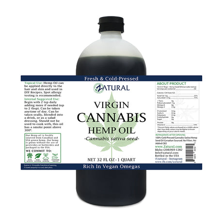 Zatural Hemp Oil 32oz Label