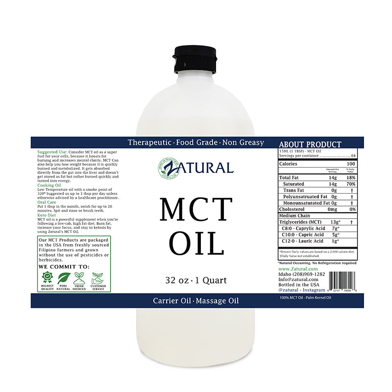 Zatural 32oz MCT oil Label