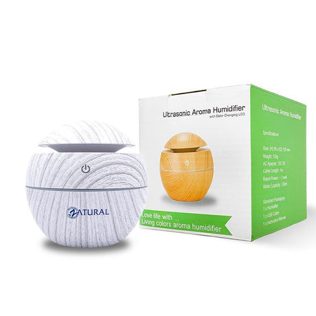 Zatural White Wood Grain Humidifier and box