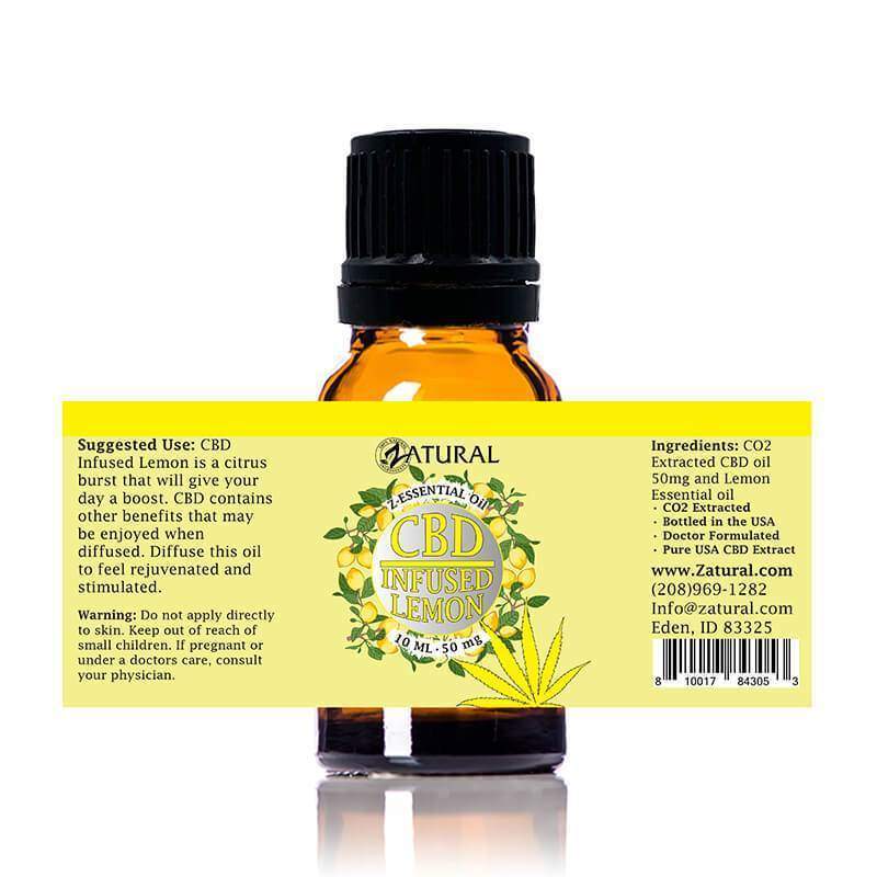 CBD infused Lemon Essential Oil 10 ml label