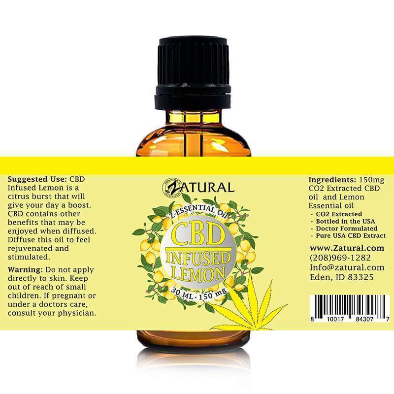 CBD infused Lemon Essential Oil 30 ml label